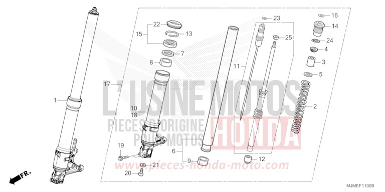 GABEL, VORNE von VFR800X "Crossrunner" CANDY PROMINENCE RED (R342) von 2017